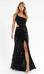 Cocktail Natural Waistline One Shoulder Slit Back Zipper Sequined Cutout Fitted Glittering Asymmetric Sheath Sheath Dress