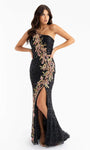 Sheath Natural Waistline One Shoulder Sleeveless Cocktail Floor Length Beaded Open-Back Back Zipper Slit Fitted Sequined Asymmetric Sheath Dress/Evening Dress