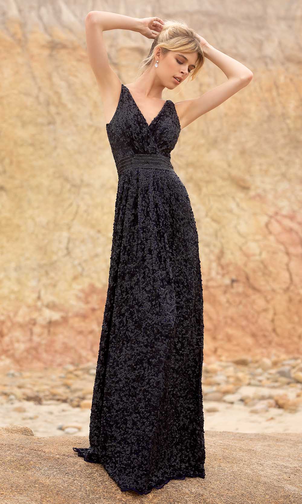 Primavera Couture - 3795 Sequin V-Neck A-Line Gown