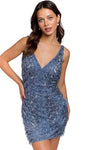 Sexy V-neck Cocktail Above the Knee Natural Waistline Sleeveless Sheath V Back Beaded Sequined Open-Back Back Zipper Fitted Sheath Dress/Party Dress