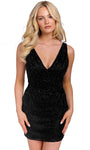 V-neck Sleeveless Fall V Back Open-Back Fitted Back Zipper Beaded Applique Natural Waistline Cocktail Above the Knee Sheath Sheath Dress/Party Dress