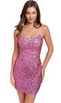 Sexy Corset Natural Waistline Cocktail Short Sleeveless Sheath Back Zipper Sequined Beaded Open-Back Glittering Lace-Up Scoop Neck Sheath Dress