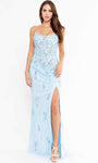 Scoop Neck Sheath Applique Slit Lace-Up Sleeveless Natural Waistline Floral Print Sheath Dress/Prom Dress