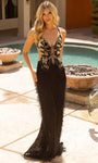 V-neck Floor Length Sheath Natural Waistline Sleeveless Back Zipper Slit Sequined Beaded Sheath Dress/Evening Dress/Prom Dress