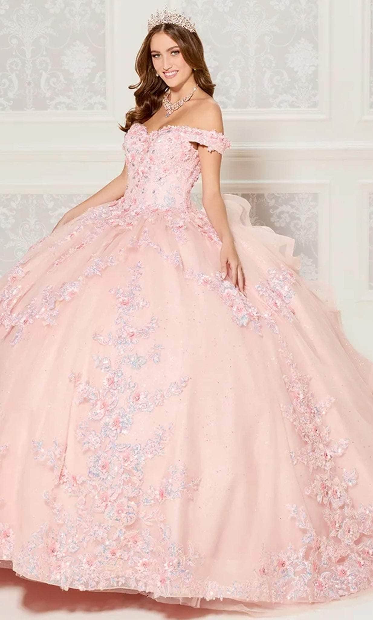 Princesa by Ariana Vara PR30116 - Floral Ruffled Back Ballgown

