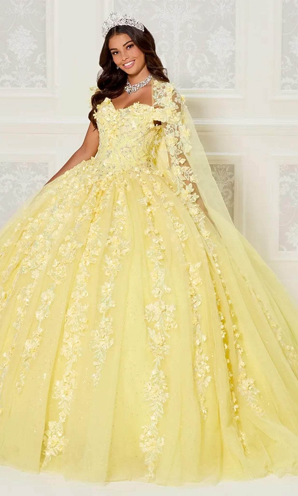 Princesa by Ariana Vara PR30120 - Off Shoulder Floral Tulle Ballgown
