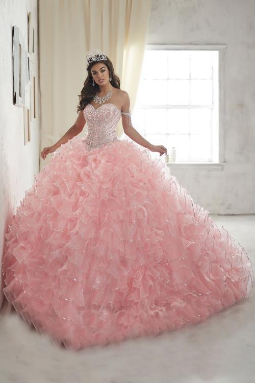 Quinceanera Collection - 26845 Crystal Beaded Ruffle Organza Ballgown
