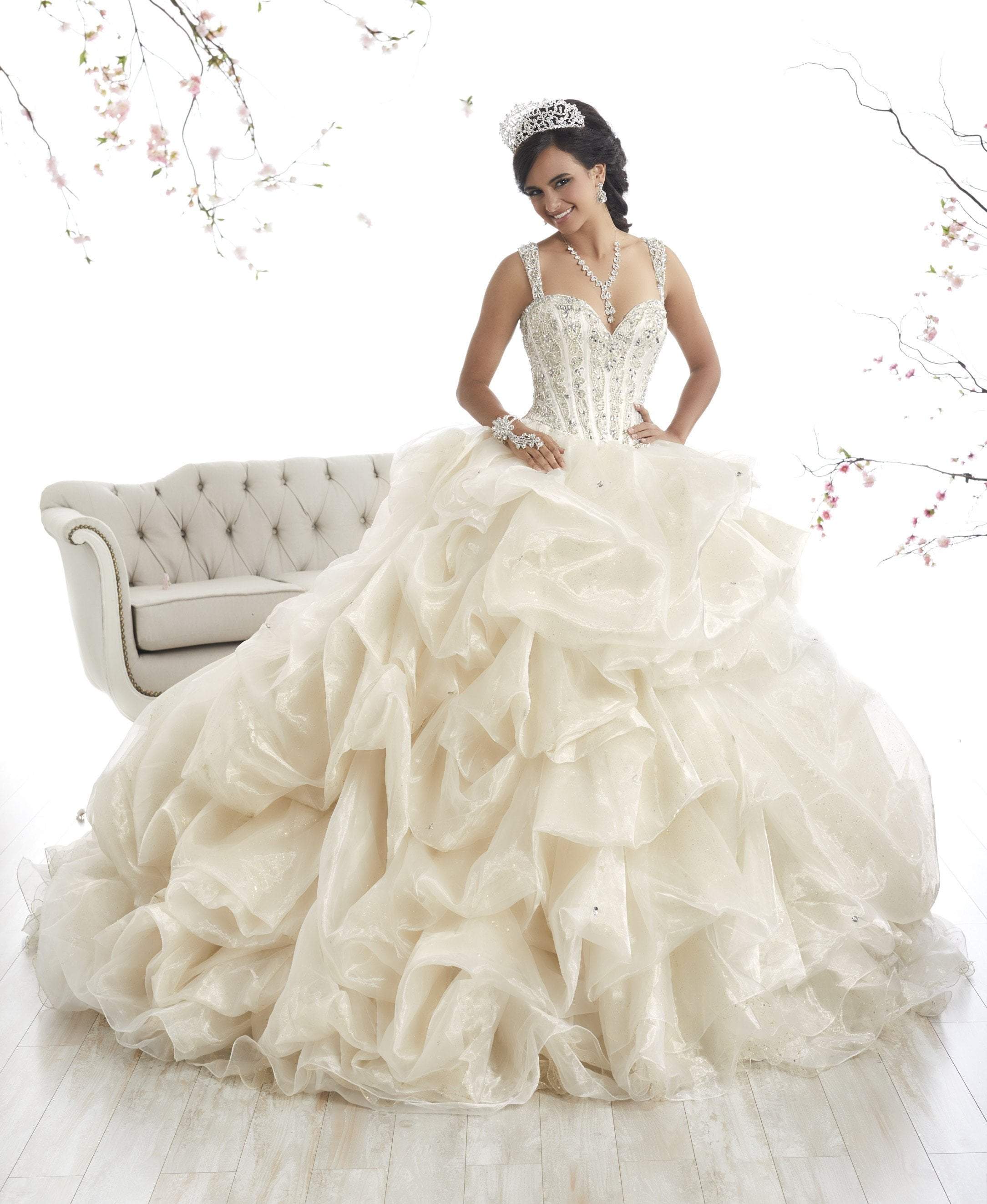 Quinceanera Collection - 26868 Beaded Lace Sweetheart Ballgown
