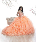 Strapless Corset Natural Waistline Organza Floor Length Open-Back Beaded Sweetheart Dress With Ruffles