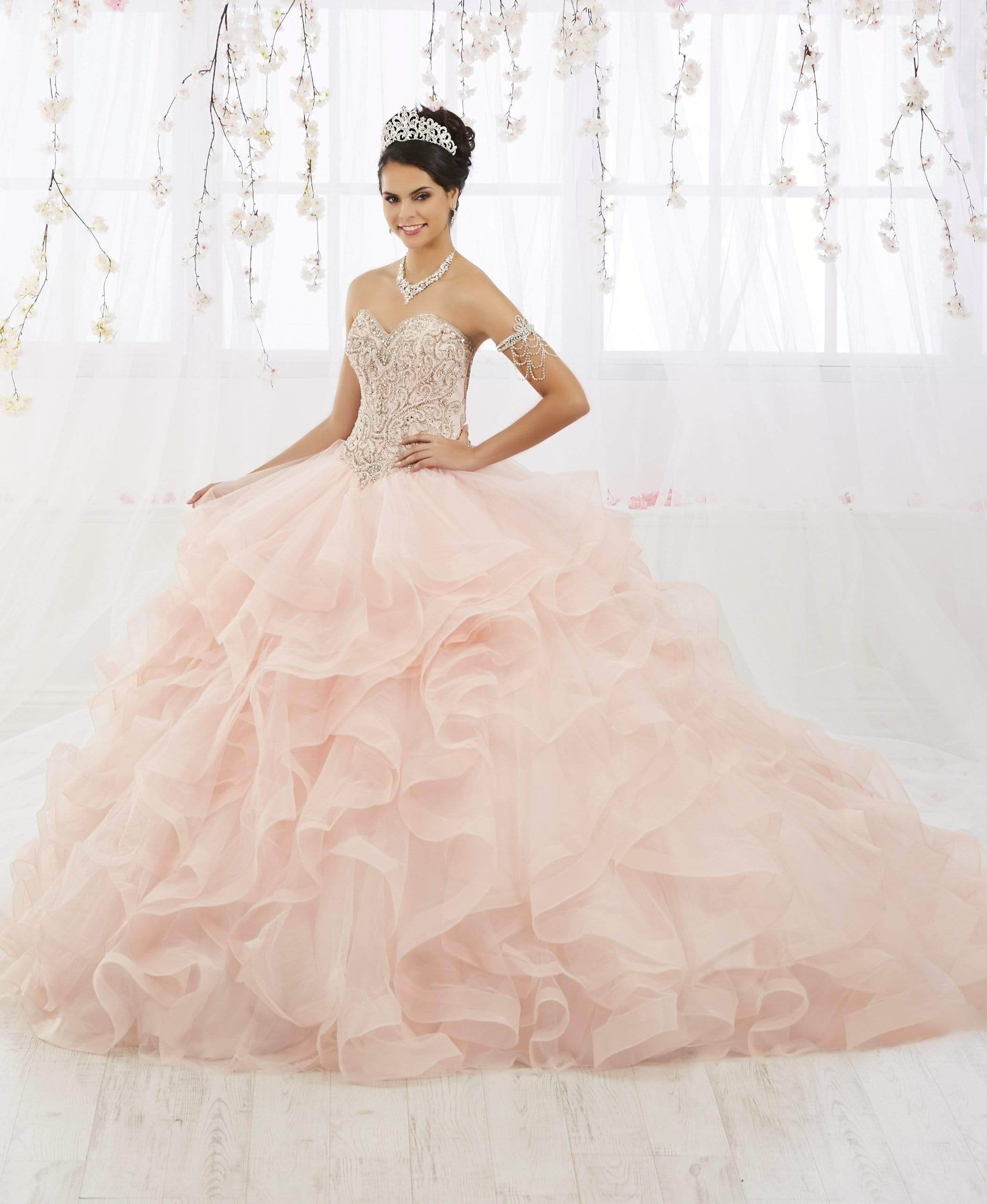 Quinceanera Collection - 26911 Beaded Strapless Ruffled Ballgown
