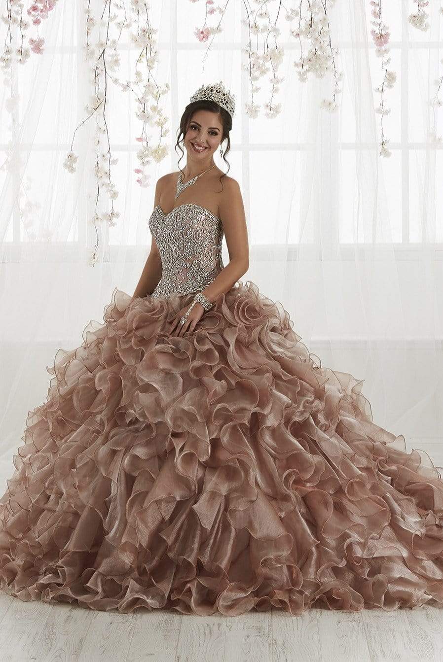 Quinceanera Collection - 26924 Rhinestone Studded Strapless Ballgown
