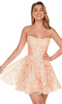 A-line Strapless Bateau Neck Scoop Neck Natural Waistline General Print Fit-and-Flare Tulle Cocktail Short Hidden Back Zipper Glittering Open-Back Beaded Fitted Homecoming Dress