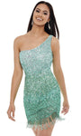 Sexy Natural Waistline Sleeveless Sheath Cocktail Short Fitted Beaded Sequined Asymmetric Sheath Dress