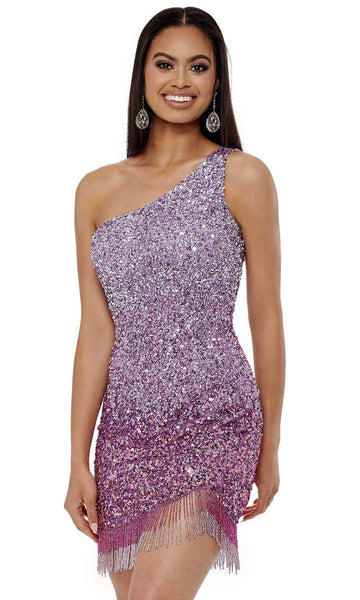 Sexy Cocktail Short Sheath Natural Waistline Fitted Asymmetric Beaded Sequined Sleeveless Sheath Dress