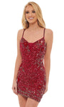 V-neck Cocktail Short Plunging Neck Sheath Sleeveless Spaghetti Strap Sequined Beaded Back Zipper Fitted Natural Waistline Sheath Dress/Party Dress