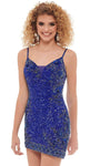 V-neck Back Zipper Sequined Fitted Beaded Sheath Natural Waistline Cocktail Short Plunging Neck Sleeveless Spaghetti Strap Sheath Dress/Party Dress