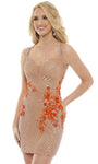 Natural Waistline Sweetheart Sleeveless Short Open-Back Beaded Sequined Fitted Lace-Up Sheath Tulle Sheath Dress