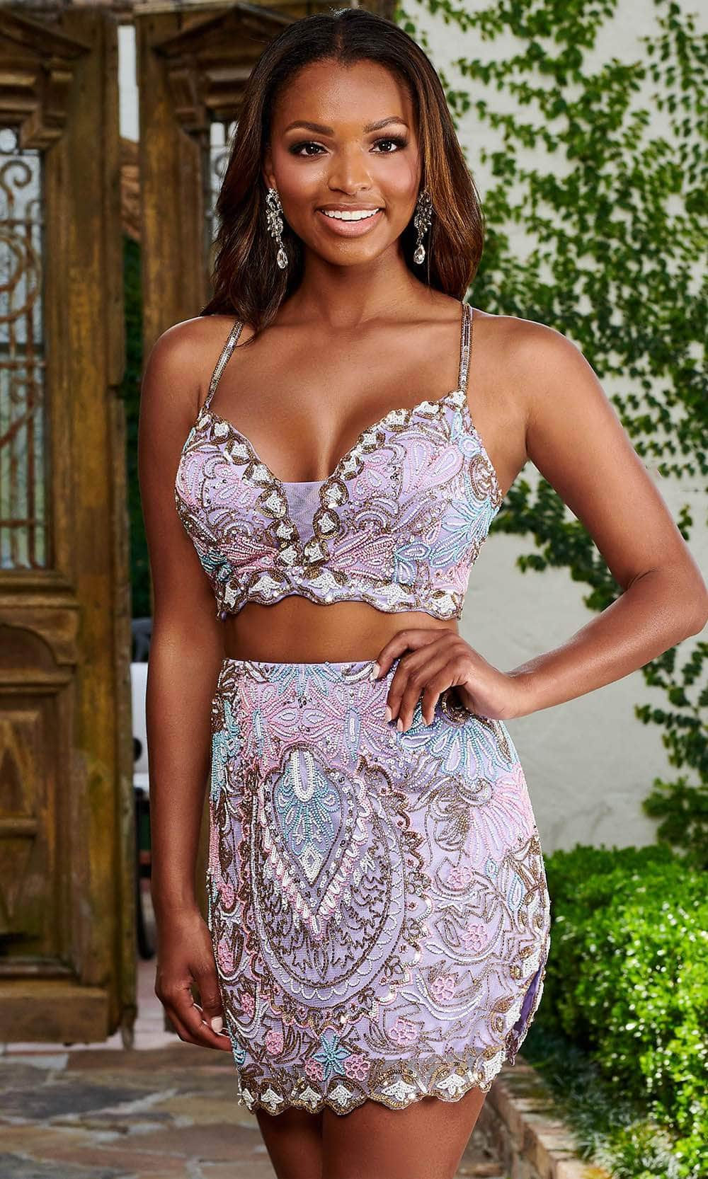 Rachel Allan 40232 - Two-Piece Beaded Cocktail Dress
