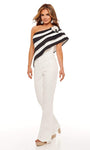 50089 Stripe Draped Jumpsuit