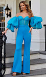 Sophisticated Fitted Open-Back Back Zipper Off the Shoulder Floor Length Bubble Dress Natural Waistline Jumpsuit