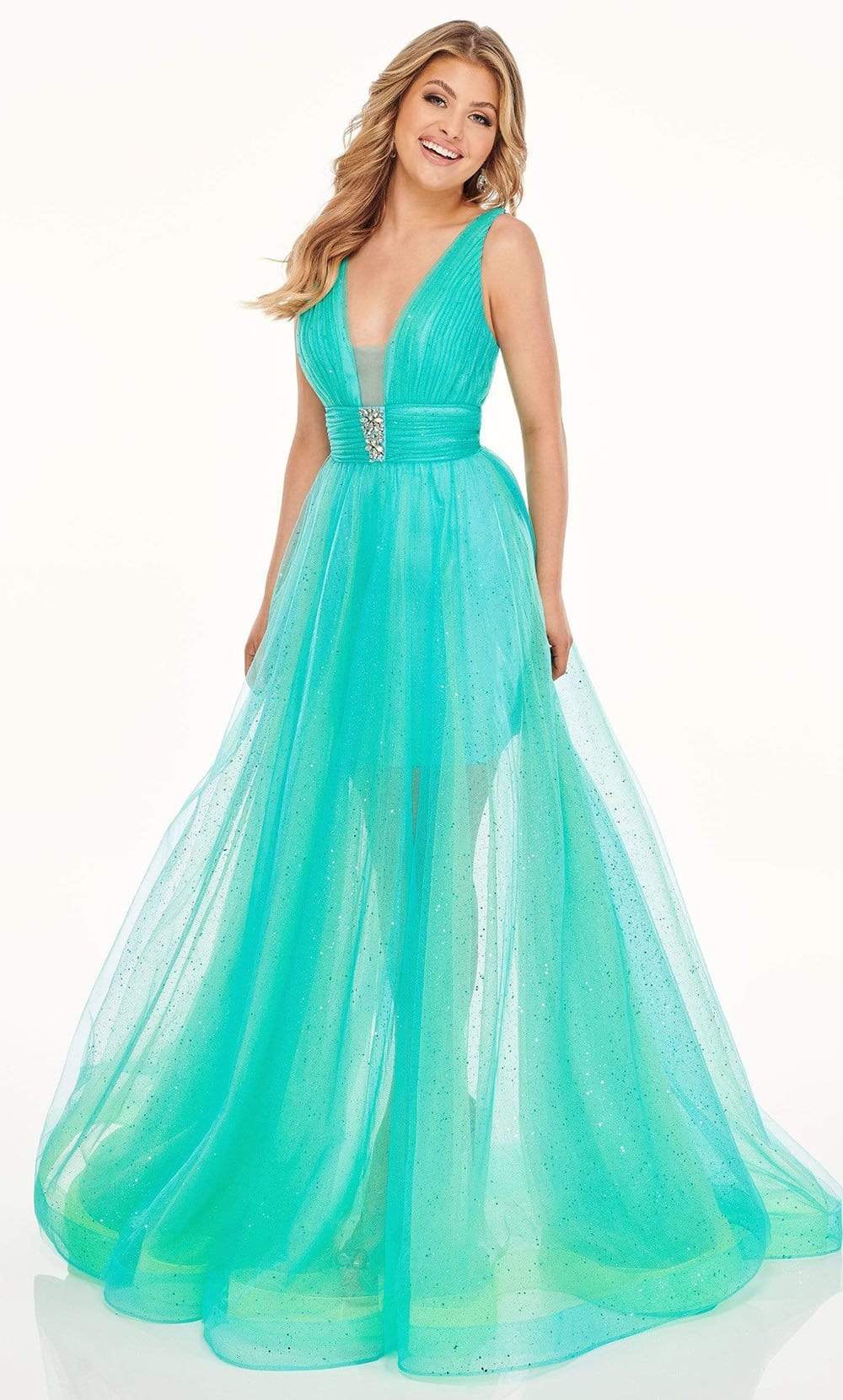 Rachel Allan - 70063 Plunging V Neck Tulle Dress
