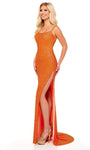 Natural Waistline Tulle Spaghetti Strap Sheath Beaded Fitted Slit Bandeau Neck Scoop Neck Sheath Dress with a Brush/Sweep Train