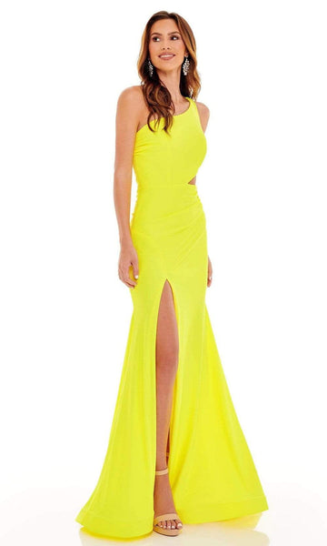 Mermaid Natural Waistline One Shoulder Sleeveless Open-Back Slit Cutout Back Zipper Asymmetric Ruched Dress with a Brush/Sweep Train
