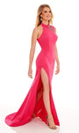 Mermaid Halter Natural Waistline Back Zipper Slit Mesh Beaded Cutout Sleeveless Dress with a Brush/Sweep Train