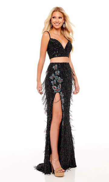 Sexy Bandeau Neck Sweetheart Natural Waistline Lace-Up Sequined Beaded Slit Tulle Sheath Mermaid Sheath Dress with a Brush/Sweep Train