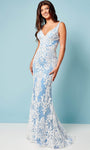 V-neck Mermaid Illusion Beaded Glittering Fitted Spaghetti Strap Natural Waistline Prom Dress with a Brush/Sweep Train