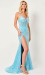 Sheath Sleeveless Sweetheart Slit Open-Back Mesh Beaded Faux Wrap Sequined Back Zipper Corset Natural Waistline Sheath Dress/Evening Dress with a Brush/Sweep Train