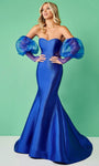 Strapless Mermaid Puff Sleeves Sleeves Off the Shoulder Natural Waistline Back Zipper Sweetheart Prom Dress with a Brush/Sweep Train