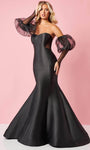 Strapless Sweetheart Back Zipper Puff Sleeves Sleeves Off the Shoulder Natural Waistline Mermaid Prom Dress with a Brush/Sweep Train