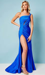 Sleeveless Beaded Asymmetric Wrap Open-Back Mesh Slit Back Zipper Natural Waistline Sheath Sheath Dress/Evening Dress with a Brush/Sweep Train