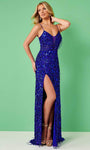 Tulle Sheath Sweetheart Sleeveless Spaghetti Strap Slit Open-Back Sequined Back Zipper Beaded Sheath Dress/Evening Dress/Prom Dress with a Brush/Sweep Train