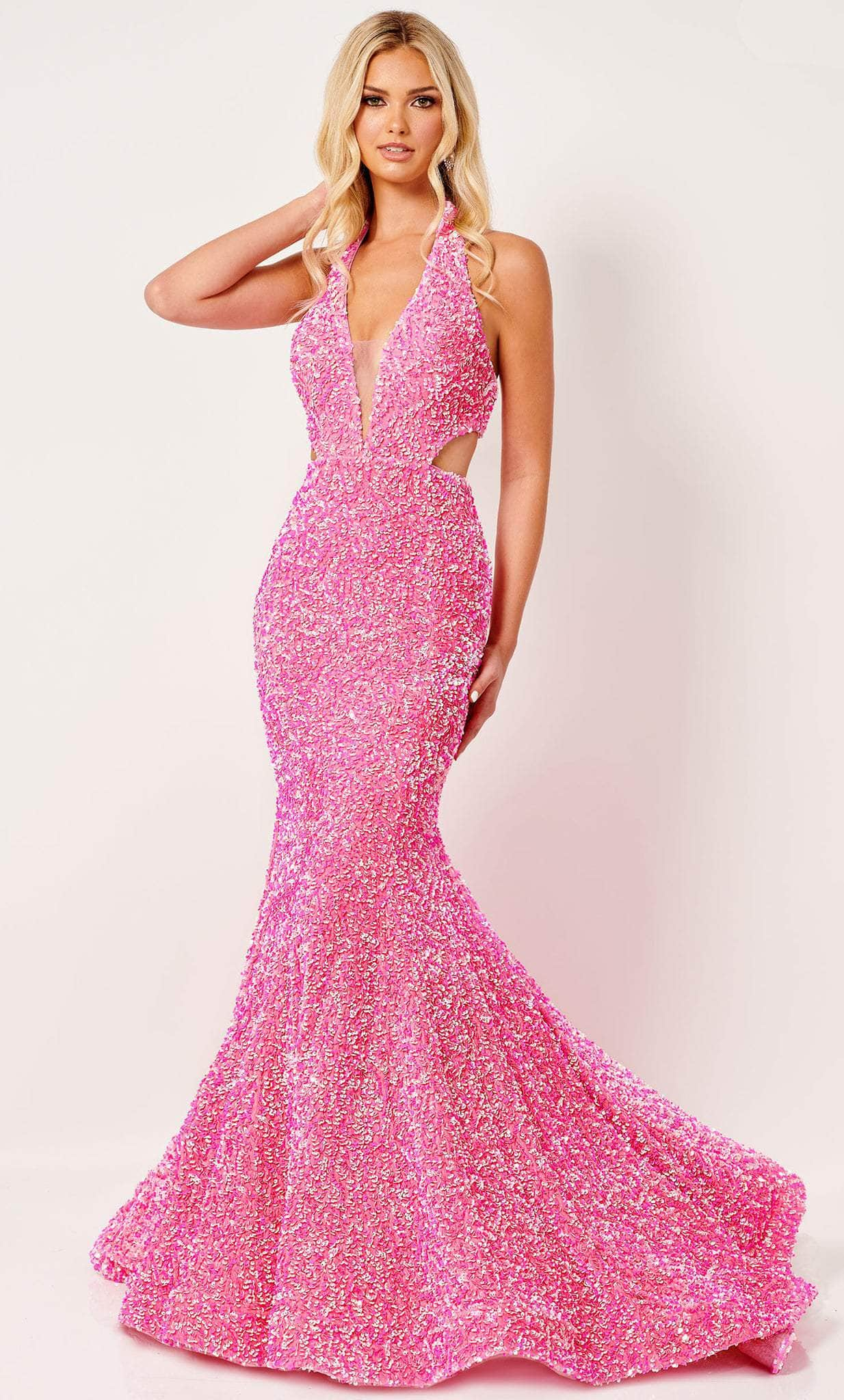 Rachel Allan 70413 - Mermaid Sequined Plunging Gown