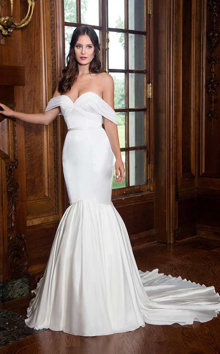 Rachel Allan Bridal - M605 Off-Shoulder Mermaid Dress With Train