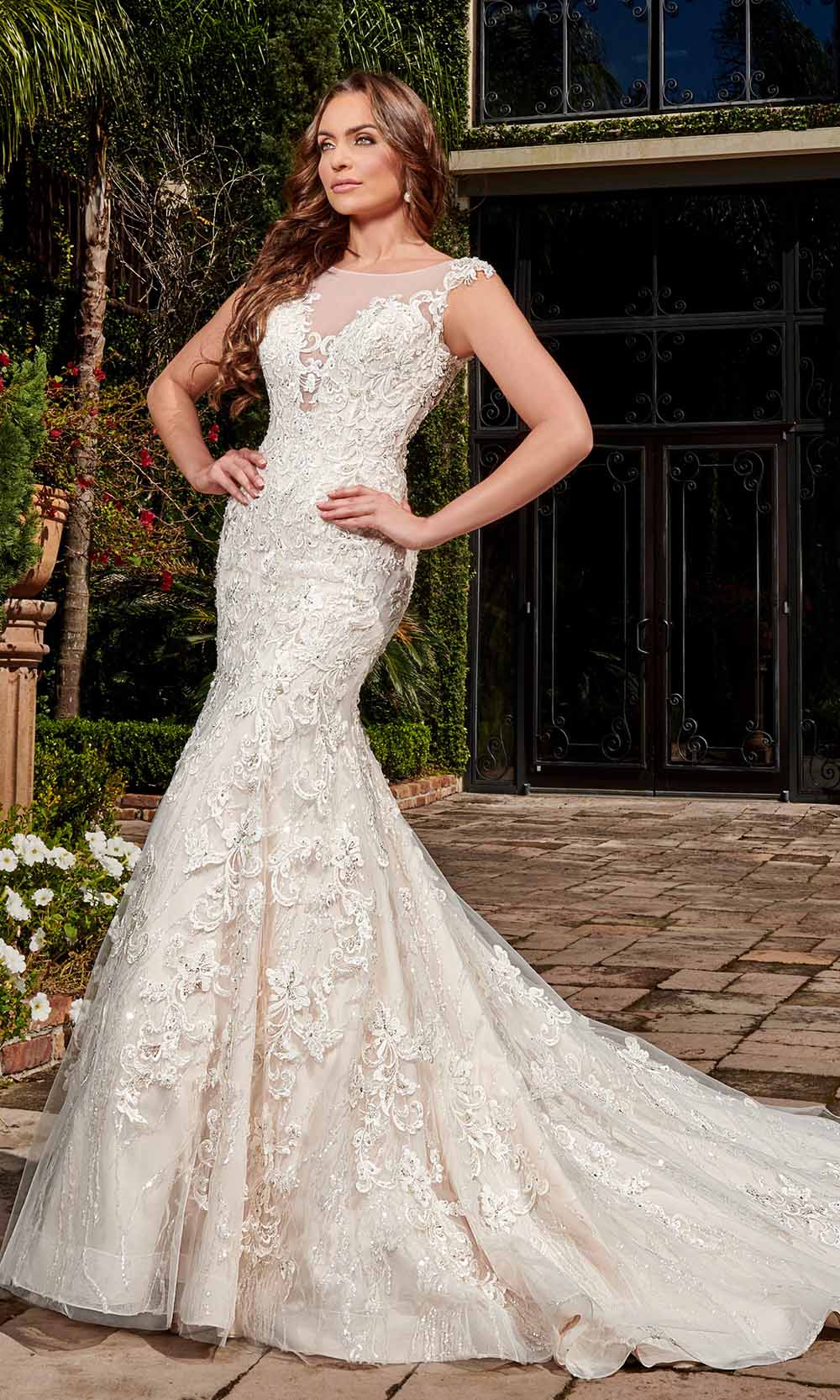 Rachel Allan - M772 Illusion Yoke Embellished Lace Mermaid Bridal Gown
