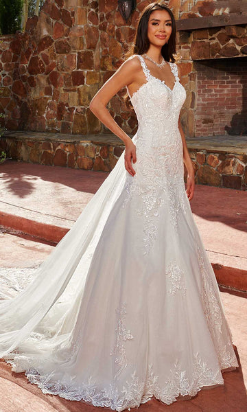 Sophisticated Mermaid Natural Waistline Button Closure Beaded Applique Glittering Draped Floral Print Sweetheart Wedding Dress with a Chapel Train with a Semi-Cathedral Train