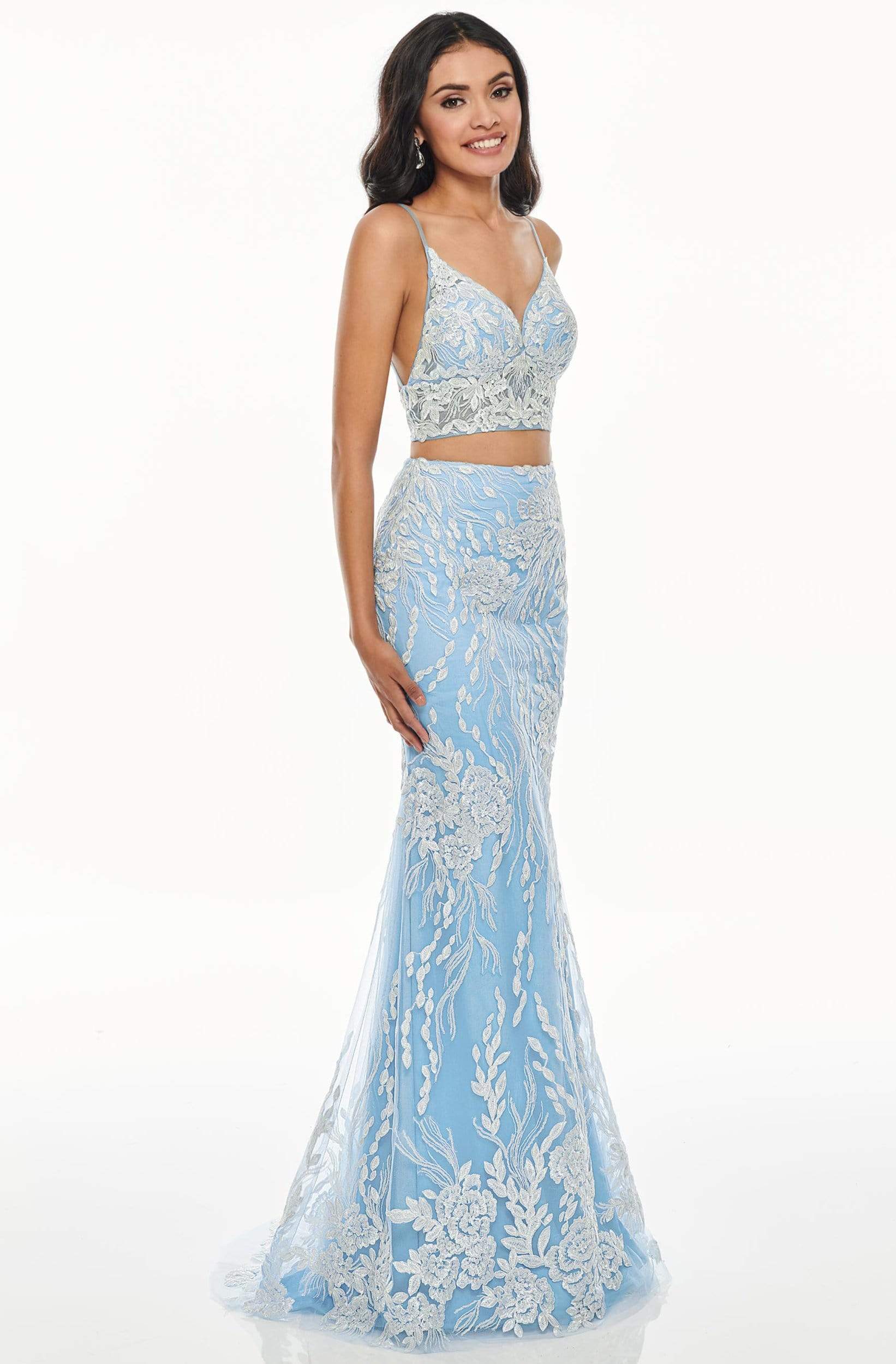 Rachel Allan Prom - 7072 Two Piece Sequined V-Neck Trumpet Dress