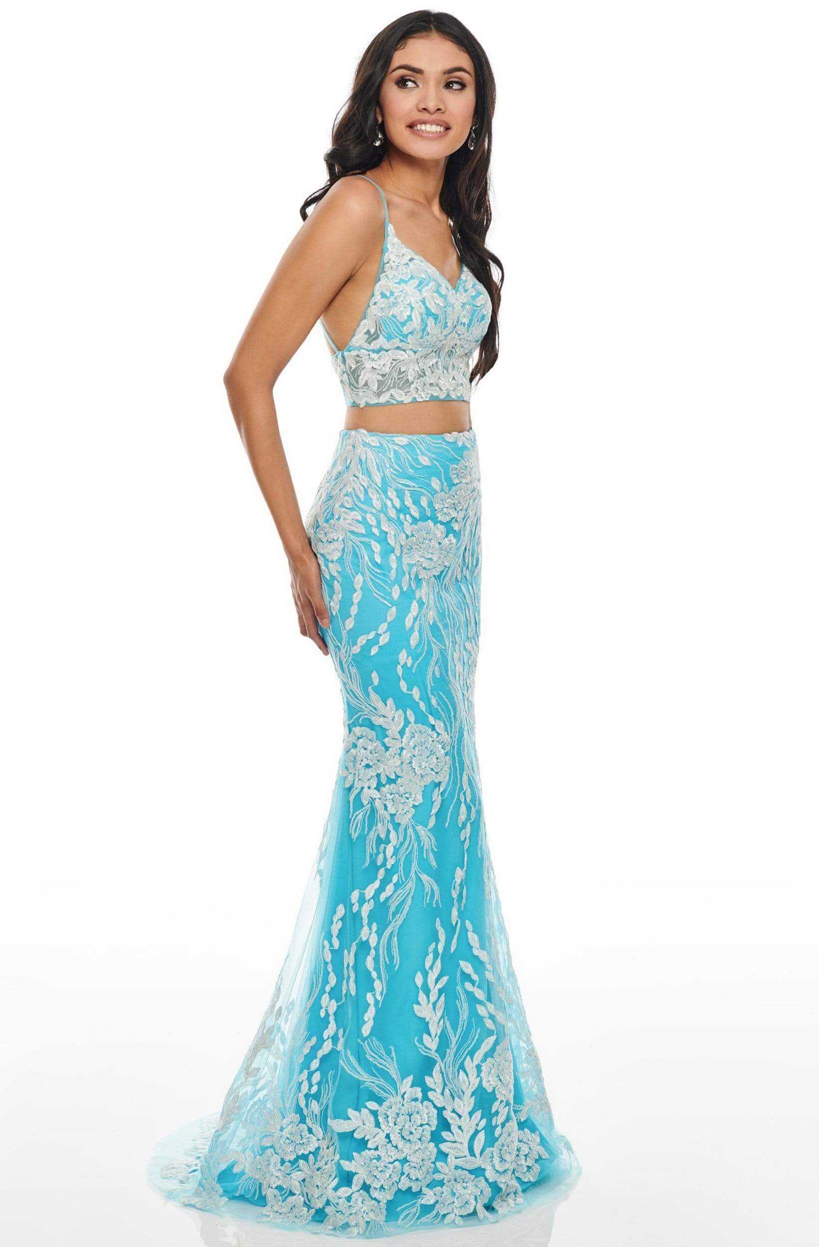 Rachel Allan Prom - 7072 Two Piece Sequined V-Neck Trumpet Dress
