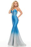 Trim Spaghetti Strap Mermaid Natural Waistline Plunging Neck Sweetheart Back Zipper Open-Back Jeweled Beaded Illusion Prom Dress with a Brush/Sweep Train With Rhinestones