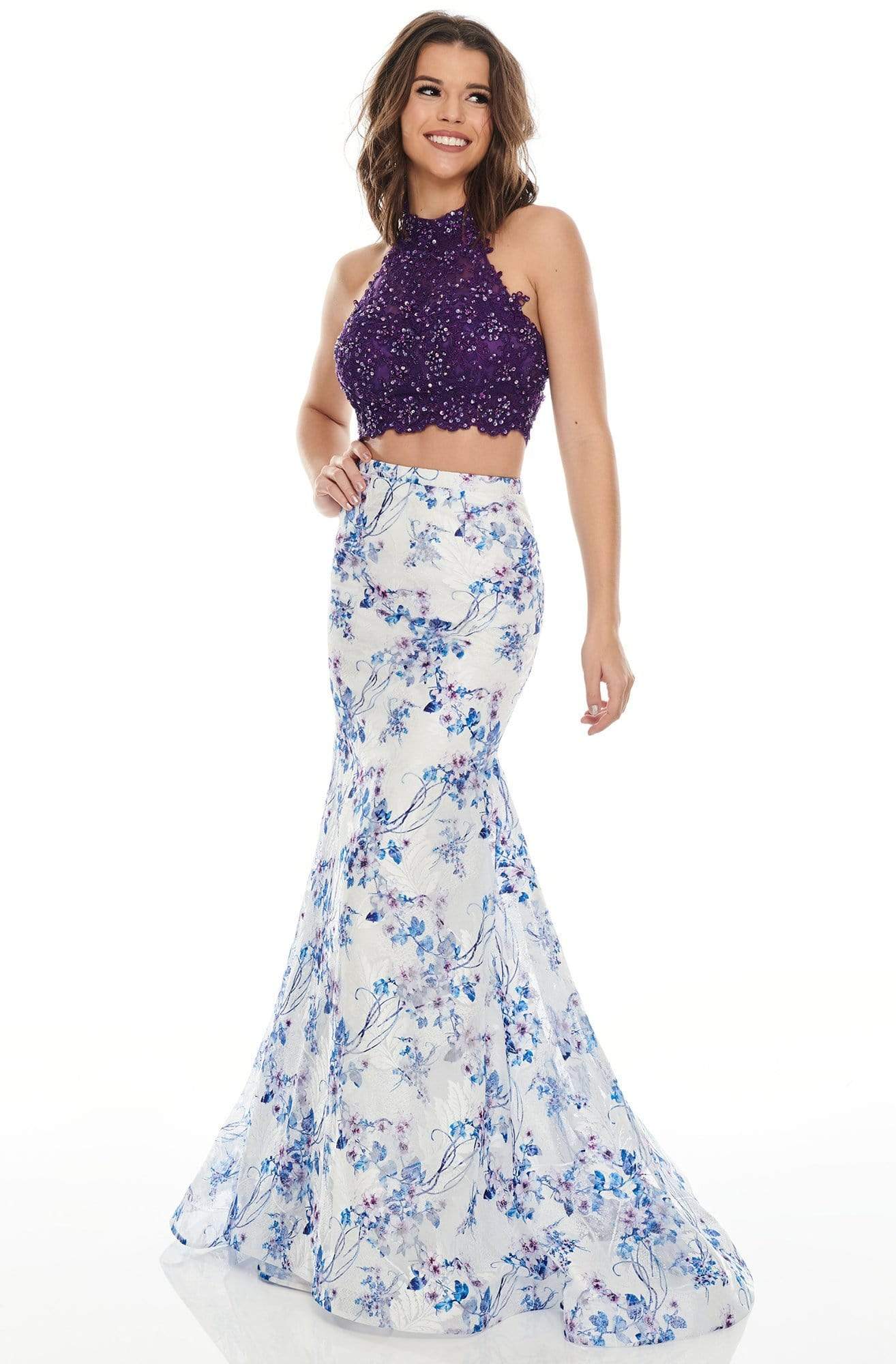 Rachel Allan Prom - 7170 Two-Piece Lace Bodice Trumpet Dress
