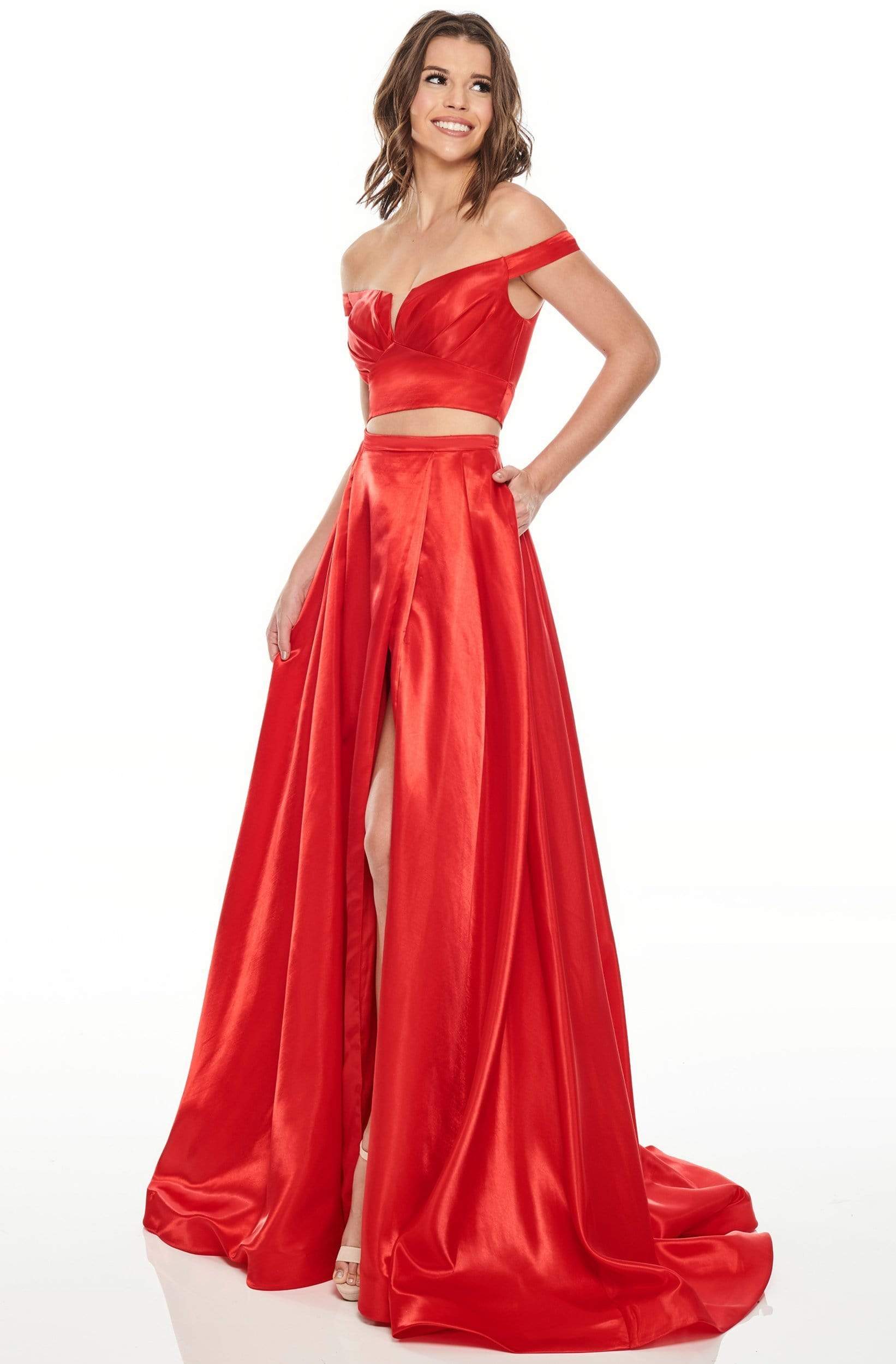 Rachel Allan Prom - 7185 Two Piece Off-Shoulder A-Line Gown
