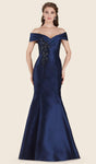 Plunging Neck Sweetheart Natural Princess Seams Waistline Floor Length Mermaid Back Zipper Open-Back Fitted Off the Shoulder Evening Dress with a Brush/Sweep Train