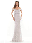 Mermaid Off the Shoulder Mesh Back Zipper Embroidered Beaded Fitted Natural Waistline Dress with a Brush/Sweep Train