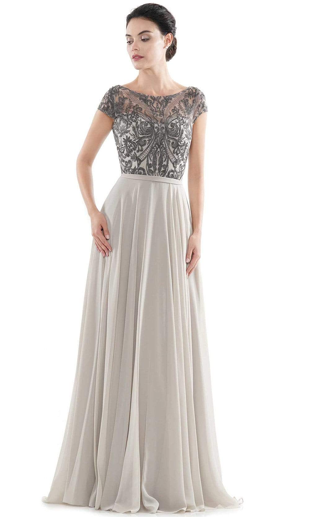 Rina Di Montella - RD2719 Sheer Neck Embroidered Bodice Chiffon Gown
