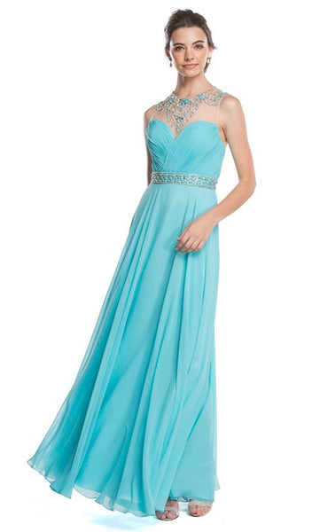 Sexy Sophisticated A-line Jeweled Beaded Sheer Open-Back Illusion Pleated Back Zipper Ruched Cutout Sheer Back Jeweled Neck Sweetheart Natural Waistline Floor Length Evening Dress/Prom Dress
