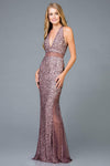 V-neck Floor Length Short Fitted Racerback Sequined Sleeveless Sheath Natural Waistline Plunging Neck Sheath Dress