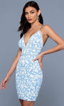 Sexy V-neck Plunging Neck Natural Waistline Sleeveless Sheath Open-Back Beaded Back Zipper Fitted Short Sheath Dress